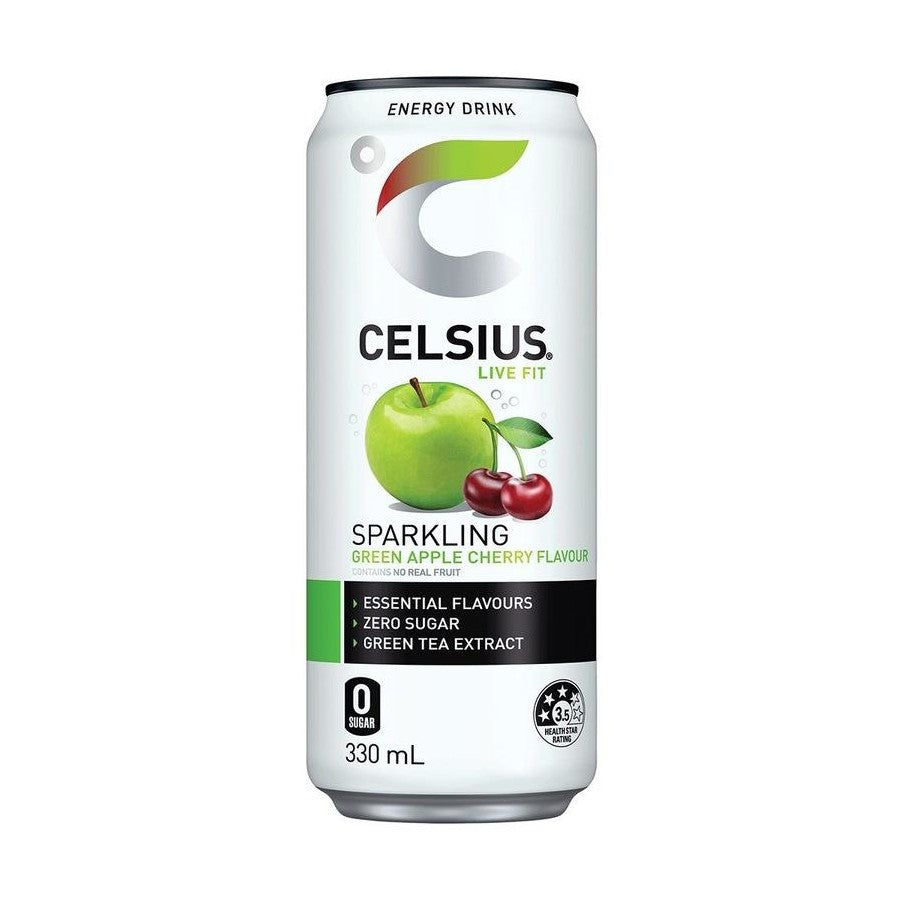 CELSIUS SPARKLING FREEN APPLE CHERRY CAN 330MLS*24'S