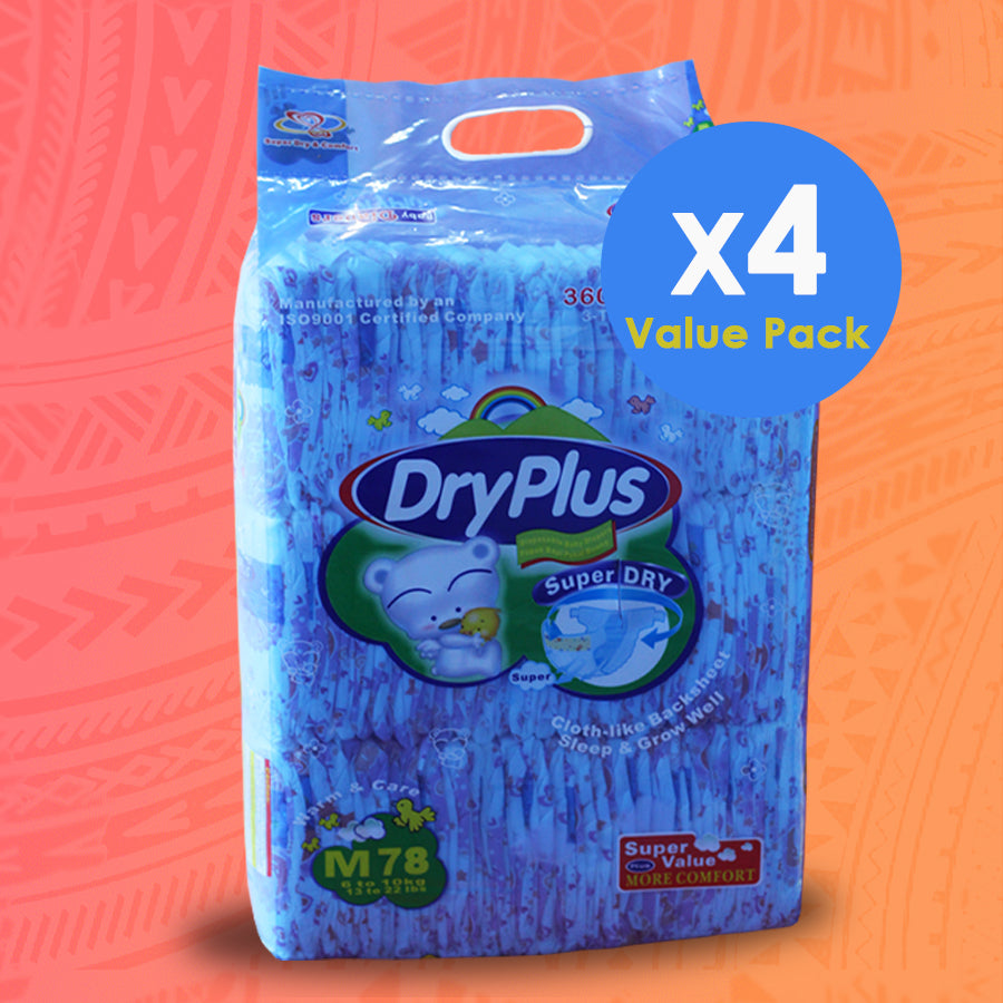 Dryplus Diaper Jumbo Super Value 4 x 78'S Medium