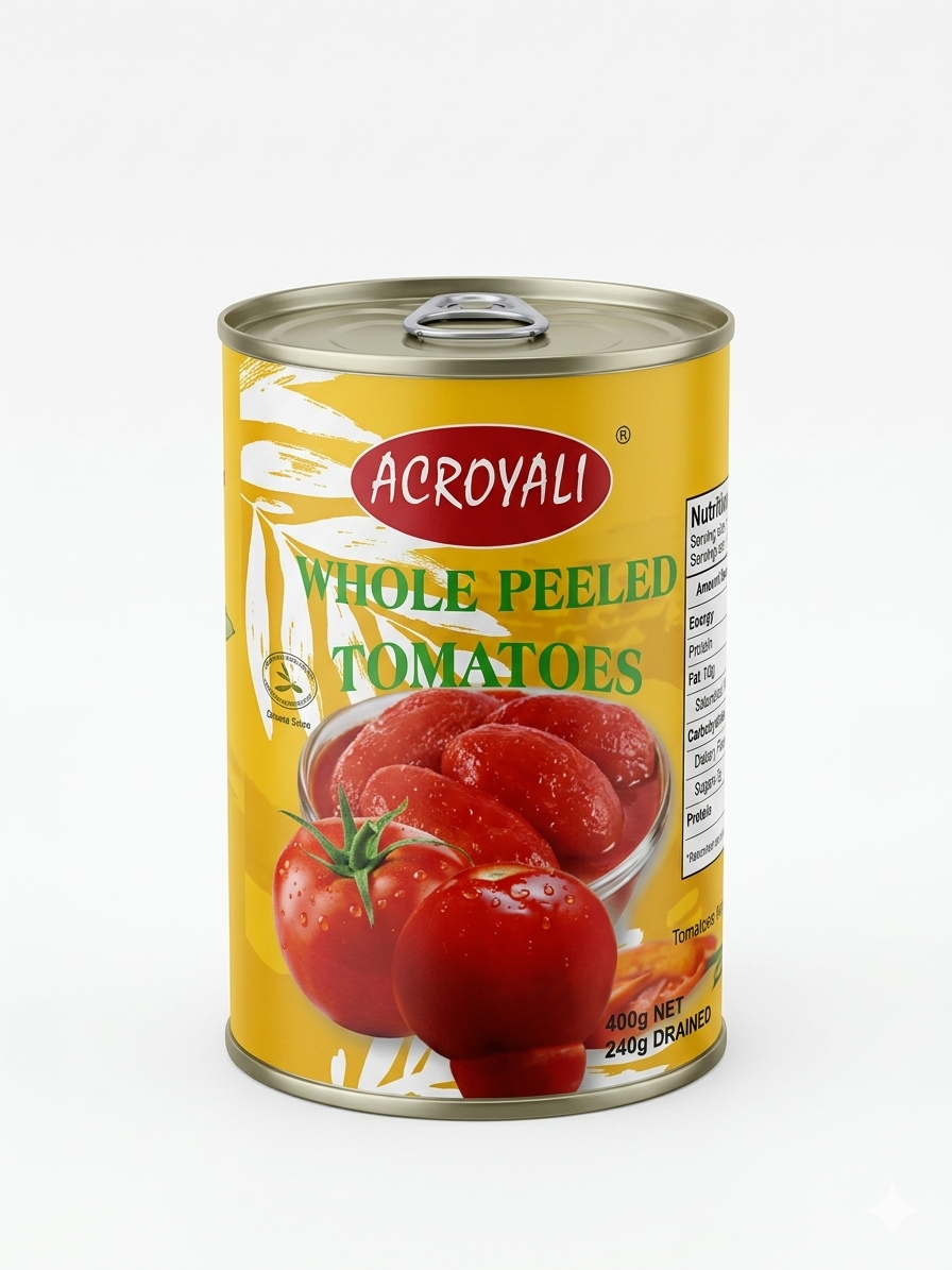 ACROYALI CANNED WHOLE PEELED TOMATOES 400G*24