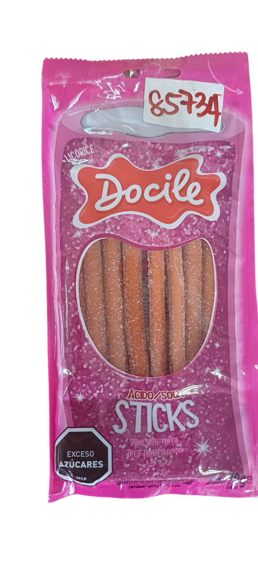 DOCILE PENCIL SOUR TUTTI-FRUTTI 70G(6PCKTS)*12PCS