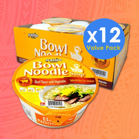 Paldo Bowl Noodles Beef & Veggies 86g x 12