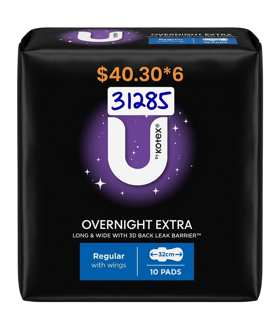 U.KOTEX OVERNIGHT REG EXT WIN 10