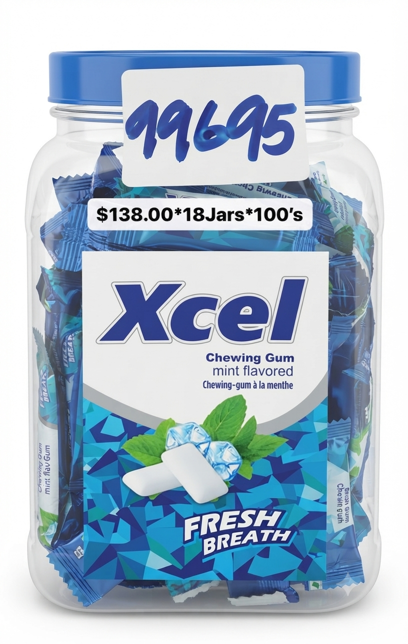 PRAN XCEL CHEWING CUM 3GM*100'S*18JARS