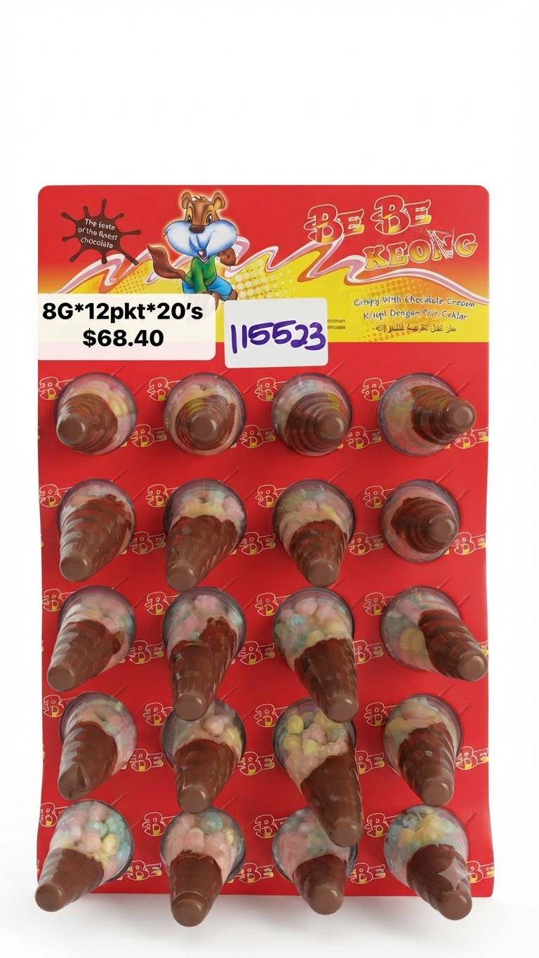 BE BE CHOCO KEONG IN HANGERS 8G*12PKT*20'S