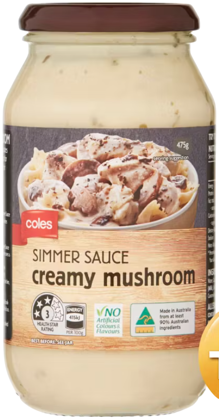 COLES CREAMY MUSHROOM SIMMER SAUCE 475G*6PCS