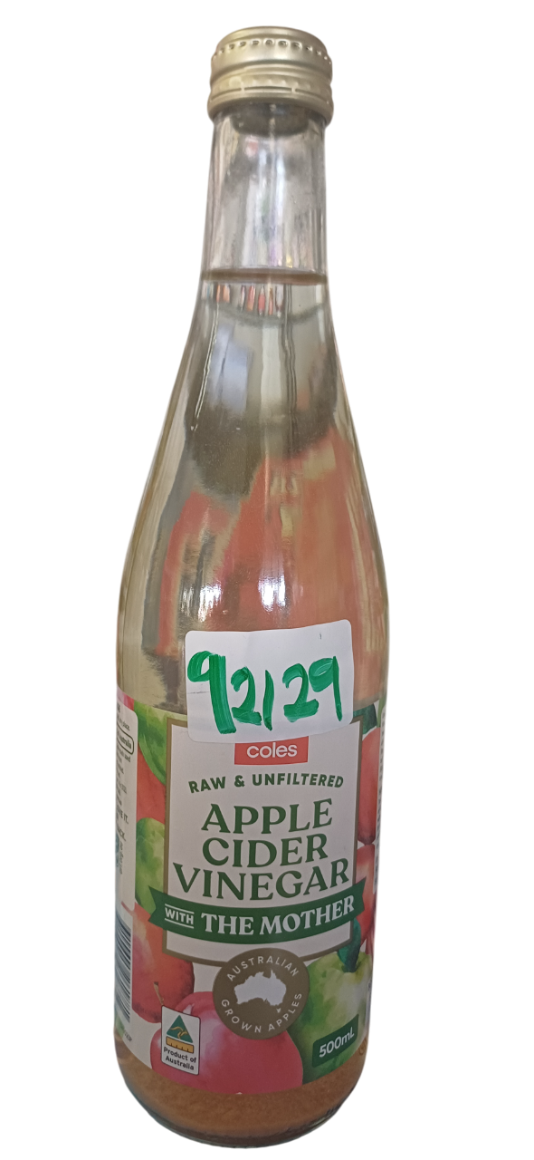 COLES RAW UNFILTERED APPLE CIDER VINEGAR 500ML*6PCS